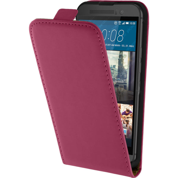 Kunst-Lederhülle für HTC One M9 Flip-Case pink + 2 Schutzfol