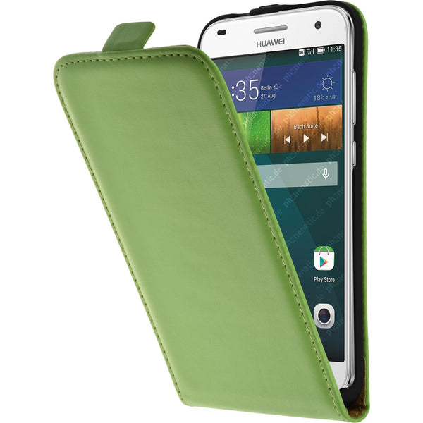 Kunst-Lederhülle für Huawei Ascend G7 Flip-Case grün + 2 Sch
