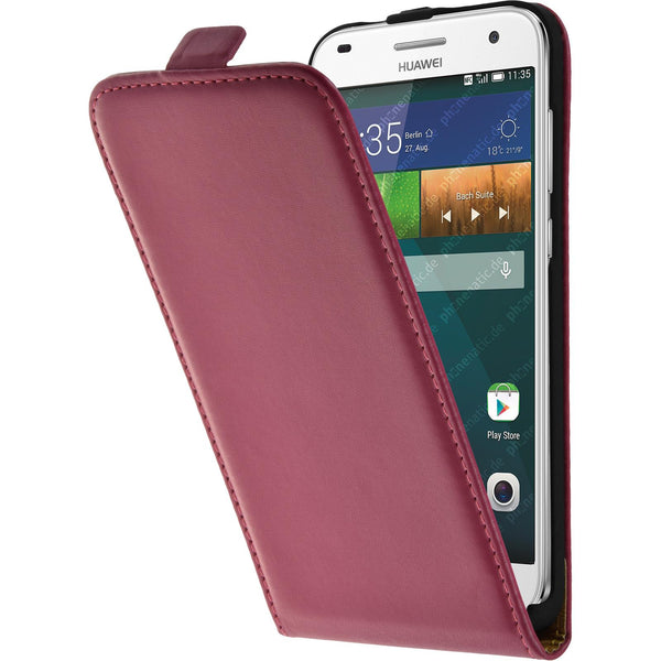 Kunst-Lederhülle für Huawei Ascend G7 Flip-Case pink + 2 Sch