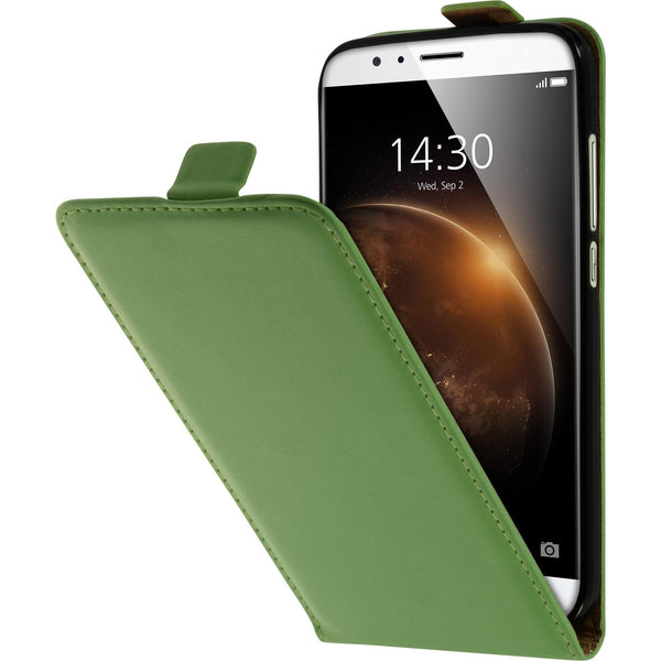 Kunst-Lederhülle für Huawei G8 Flip-Case grün + 2 Schutzfoli