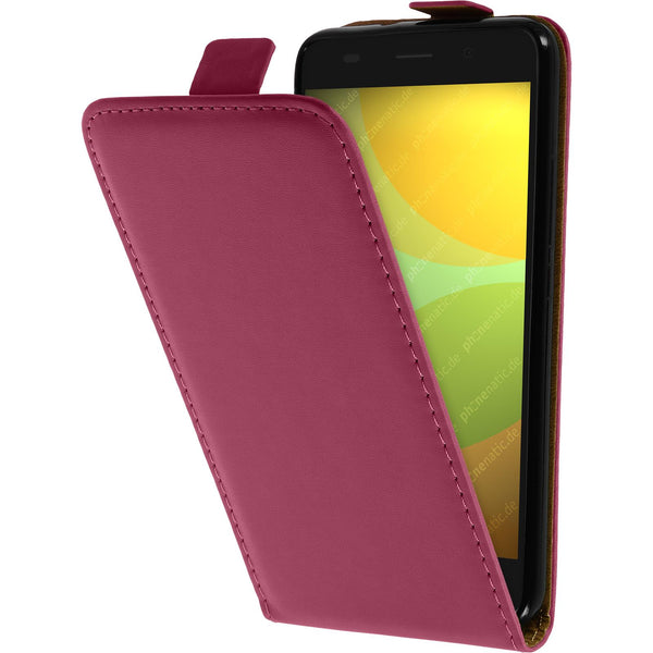 Kunst-Lederhülle für Huawei Honor 4A Flip-Case pink + 2 Schu