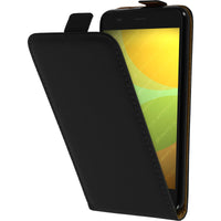 Kunst-Lederhülle für Huawei Honor 4A Flip-Case schwarz + 2 S