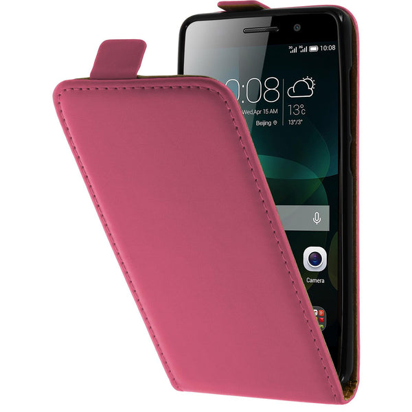 Kunst-Lederhülle für Huawei Honor 4c Flip-Case pink + 2 Schu