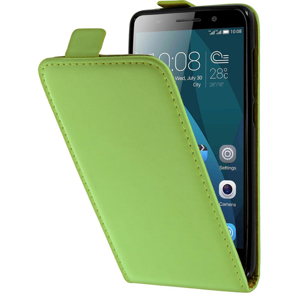 Kunst-Lederhülle für Huawei Honor 4x Flip-Case grün + 2 Schu