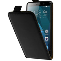 Kunst-Lederhülle für Huawei Honor 4x Flip-Case schwarz + 2 S