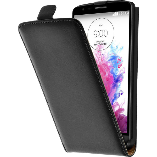 Kunst-Lederhülle für LG G3 Stylus Flip-Case schwarz + 2 Schu