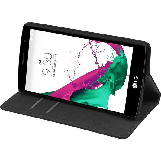 Kunst-Lederhülle für LG G4s / G4 Beat Book-Case schwarz + 2