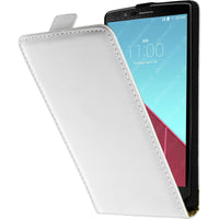 Kunst-Lederhülle für LG G4 Flip-Case weiß + 2 Schutzfolien