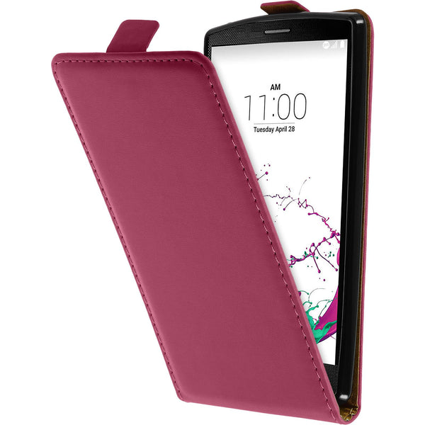 Kunst-Lederhülle für LG G4s / G4 Beat Flip-Case pink + 2 Sch