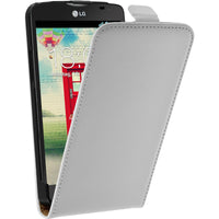 Kunst-Lederhülle für LG L80 Dual Flip-Case weiß + 2 Schutzfo