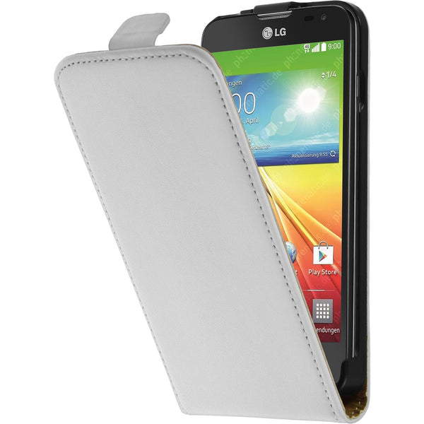 Kunst-Lederhülle für LG L90 Flip-Case weiß + 2 Schutzfolien