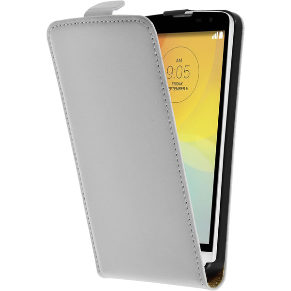 Kunst-Lederhülle für LG L Bello Flip-Case weiß + 2 Schutzfol