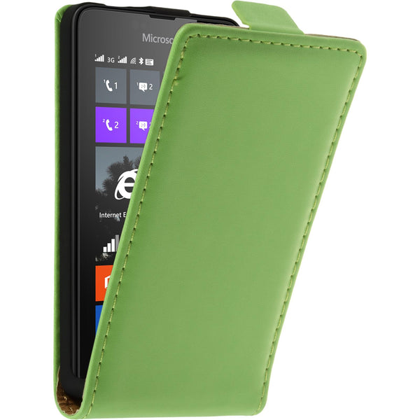 Kunst-Lederhülle für Microsoft Lumia 430 Dual Flip-Case grün