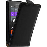 Kunst-Lederhülle für Microsoft Lumia 430 Dual Flip-Case schw