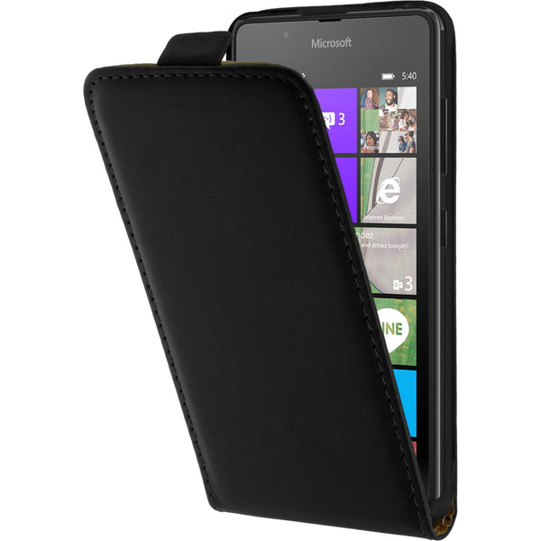 Kunst-Lederhülle für Microsoft Lumia 540 Dual Flip-Case schw