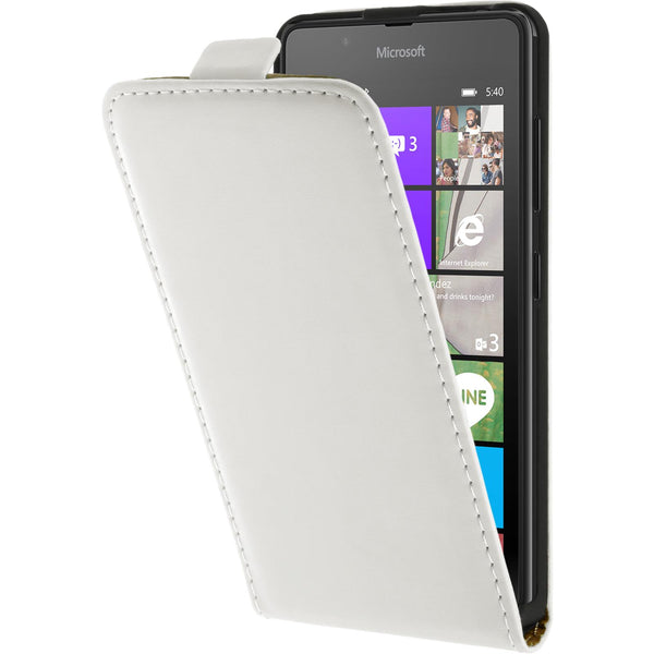 Kunst-Lederhülle für Microsoft Lumia 540 Dual Flip-Case weiß