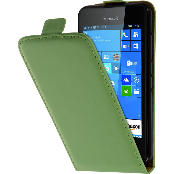 Kunst-Lederhülle für Microsoft Lumia 550 Flip-Case grün + 2