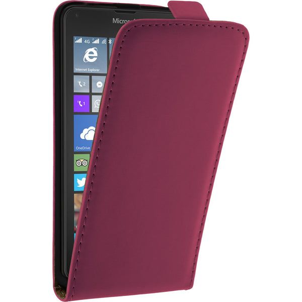 Kunst-Lederhülle für Microsoft Lumia 640 Flip-Case pink + 2