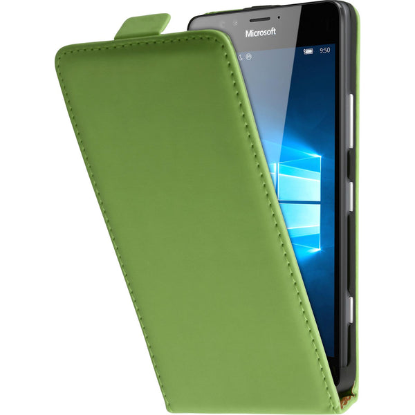 Kunst-Lederhülle für Microsoft Lumia 950 Flip-Case grün + 2