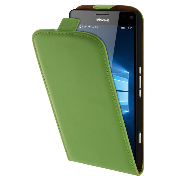 Kunst-Lederhülle für Microsoft Lumia 950 XL Flip-Case grün +