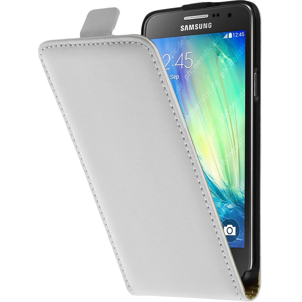 Kunst-Lederhülle für Samsung Galaxy A3 (A300) Flip-Case weiﬂ