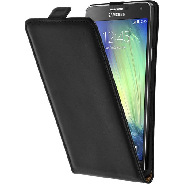 Kunst-Lederhülle für Samsung Galaxy A7 (A700) Flip-Case schw