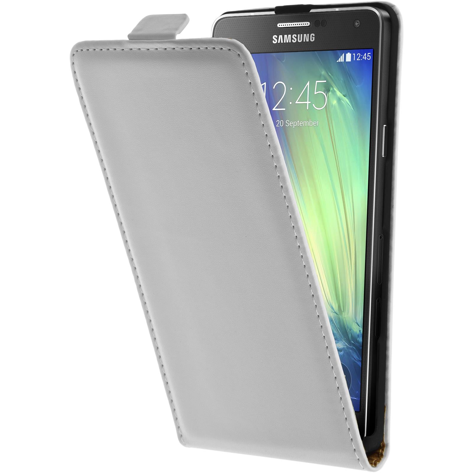 Kunst-Lederhülle für Samsung Galaxy A7 (A700) Flip-Case weiﬂ