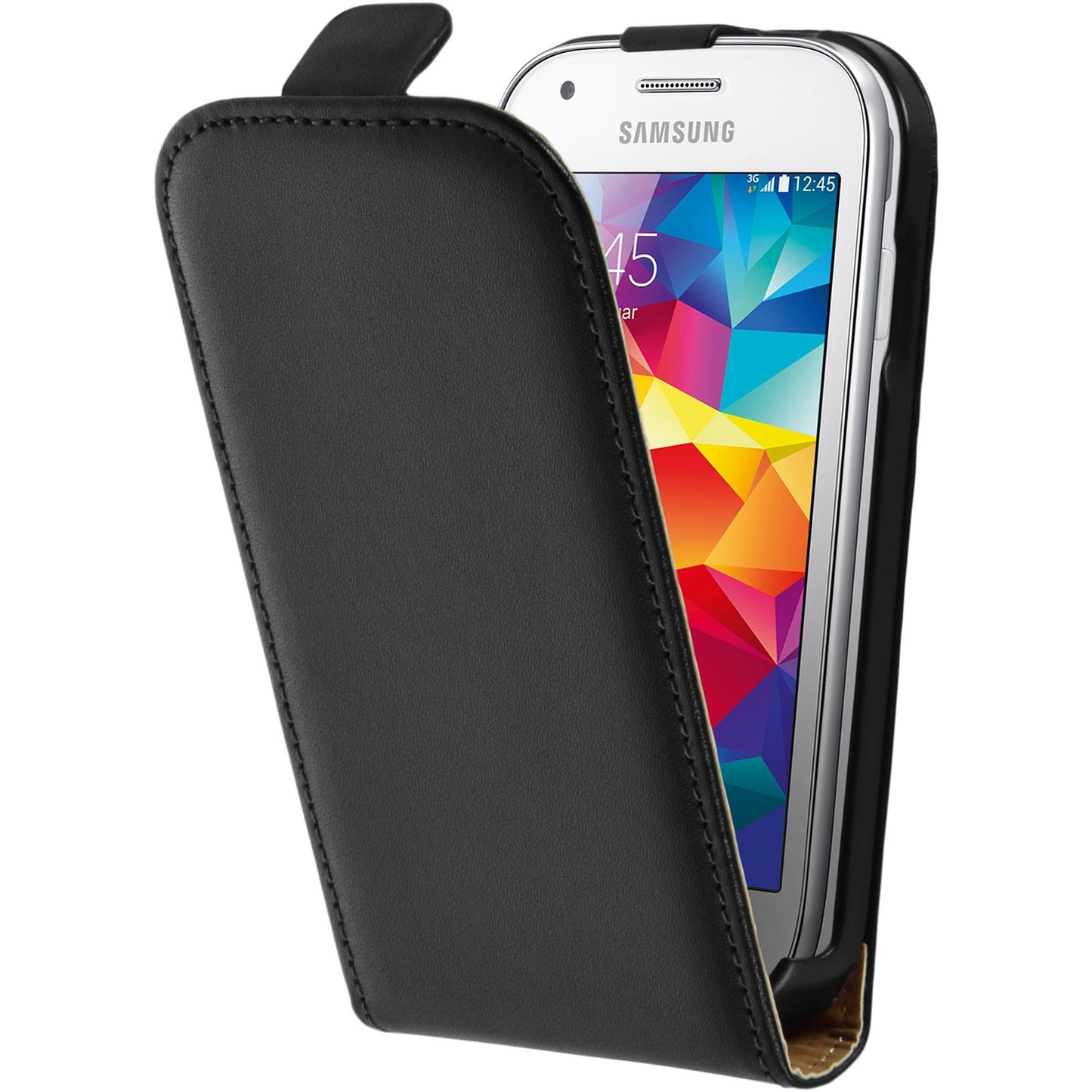 Kunst-Lederhülle für Samsung Galaxy Ace Style Flip-Case schw