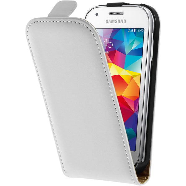 Kunst-Lederhülle für Samsung Galaxy Ace Style Flip-Case weiﬂ