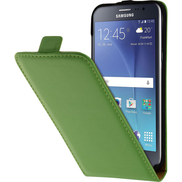 Kunst-Lederhülle für Samsung Galaxy J2 (2015) Flip-Case grün