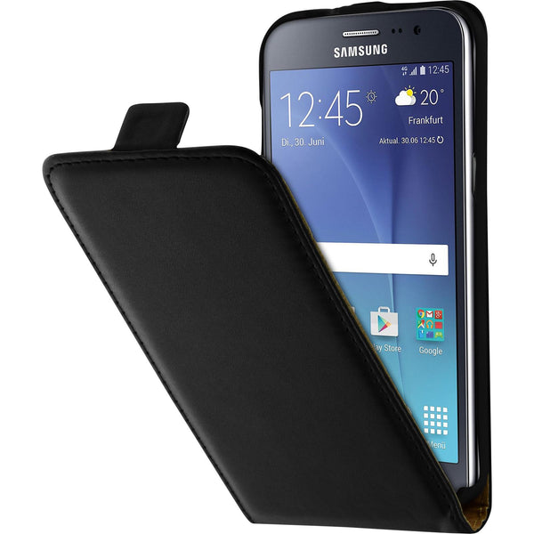Kunst-Lederhülle für Samsung Galaxy J2 (2015) Flip-Case schw