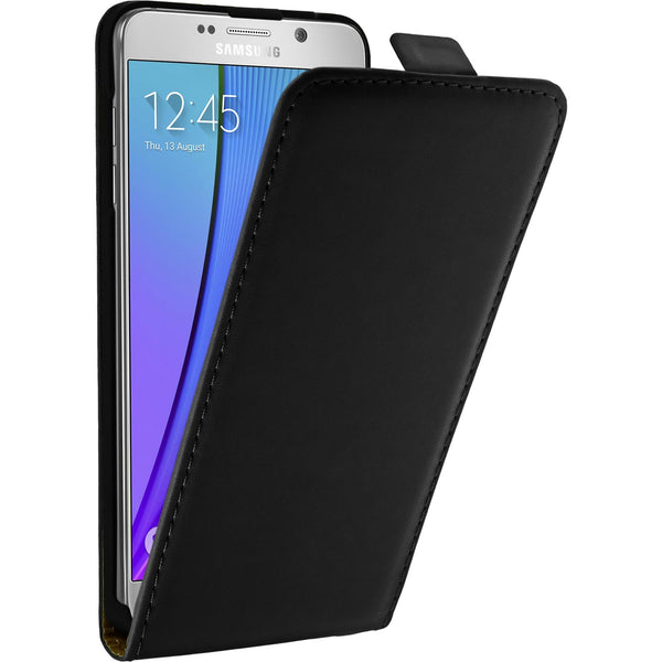 Kunst-Lederhülle für Samsung Galaxy Note 5 Flip-Case schwarz