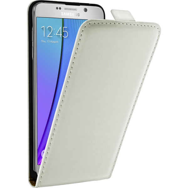 Kunst-Lederhülle für Samsung Galaxy Note 5 Flip-Case weiﬂ +