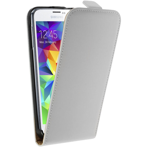 Kunst-Lederhülle für Samsung Galaxy S5 mini Flip-Case weiß +