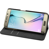 Kunst-Lederhülle für Samsung Galaxy S6 Edge Book-Case schwar