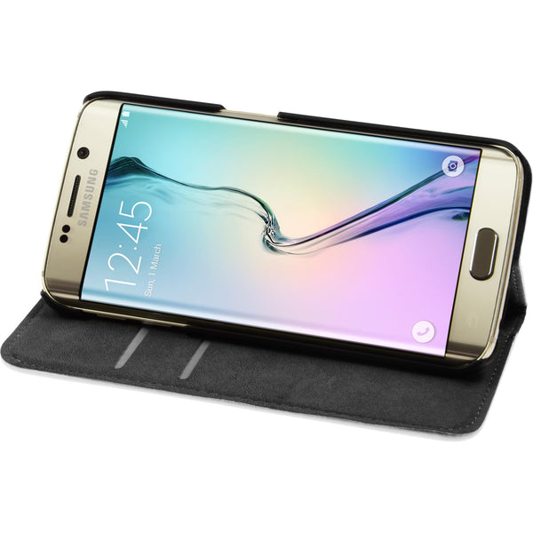 Kunst-Lederhülle für Samsung Galaxy S6 Edge Book-Case weiß +