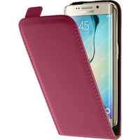 Kunst-Lederhülle für Samsung Galaxy S6 Edge Flip-Case pink +
