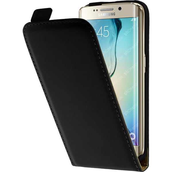 Kunst-Lederhülle für Samsung Galaxy S6 Edge Flip-Case schwar
