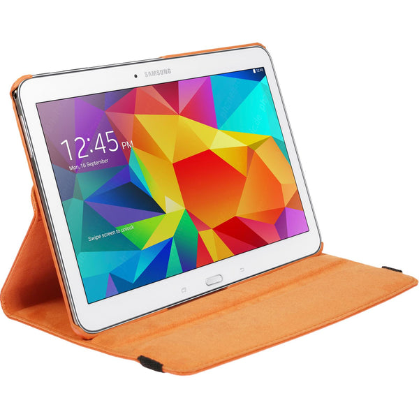 Kunst-Lederhülle für Samsung Galaxy Tab 4 10.1 360∞ orange +