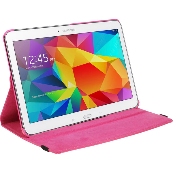 Kunst-Lederhülle für Samsung Galaxy Tab 4 10.1 360∞ pink + 2