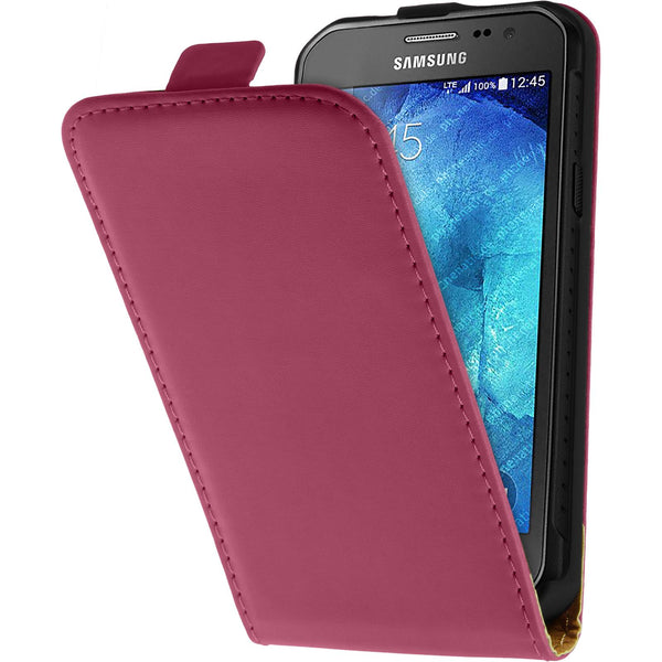 Kunst-Lederhülle für Samsung Galaxy Xcover 3 Flip-Case pink