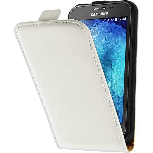 Kunst-Lederhülle für Samsung Galaxy Xcover 3 Flip-Case weiß
