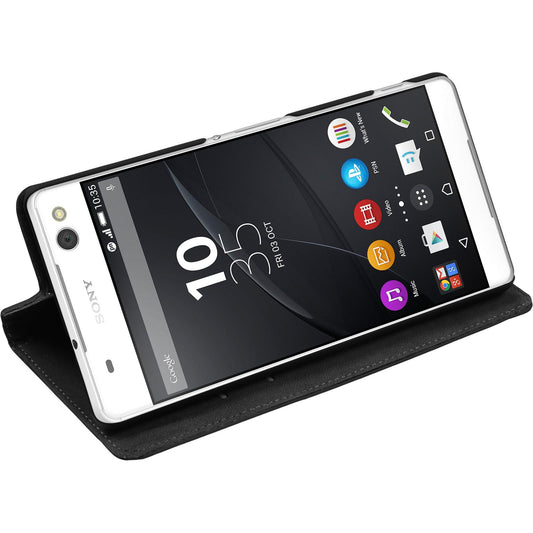 Kunst-Lederhülle für Sony Xperia C5 Ultra Book-Case schwarz