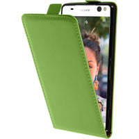 Kunst-Lederhülle für Sony Xperia C5 Ultra Flip-Case grün + 2
