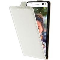 Kunst-Lederhülle für Sony Xperia C5 Ultra Flip-Case weiﬂ + 2