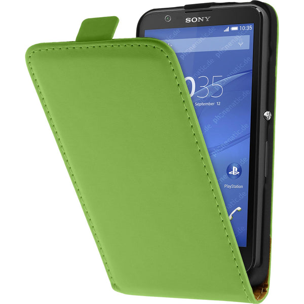 Kunst-Lederhülle für Sony Xperia E4 Flip-Case grün + 2 Schut