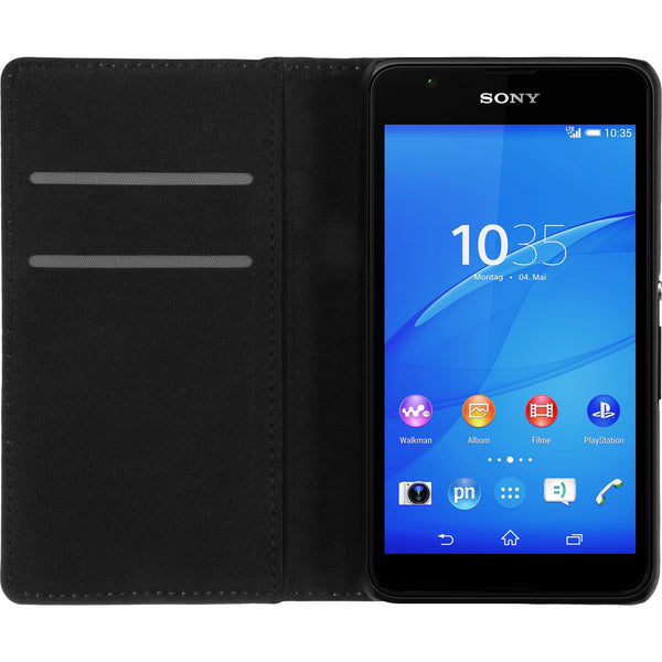 Kunst-Lederhülle für Sony Xperia E4g Book-Case weiß Cover