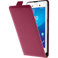 Kunst-Lederhülle für Sony Xperia M4 Aqua Flip-Case pink + 2