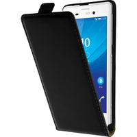Kunst-Lederhülle für Sony Xperia M4 Aqua Flip-Case schwarz +