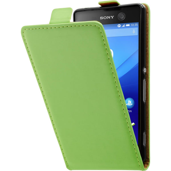 Kunst-Lederhülle für Sony Xperia M5 Flip-Case grün + 2 Schut